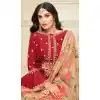 Red Color Satin Georgette Heavy Embroidred Designer Salwar Suits