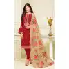 Red Color Satin Georgette Heavy Embroidred Designer Salwar Suits