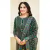 Dark Green Color Satin Georgette Heavy Embroidred Designer Salwar Suits