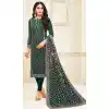 Dark Green Color Satin Georgette Heavy Embroidred Designer Salwar Suits