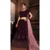 Wine Color Velvet Heavy Designer Embroidery Women Lehenga Choli