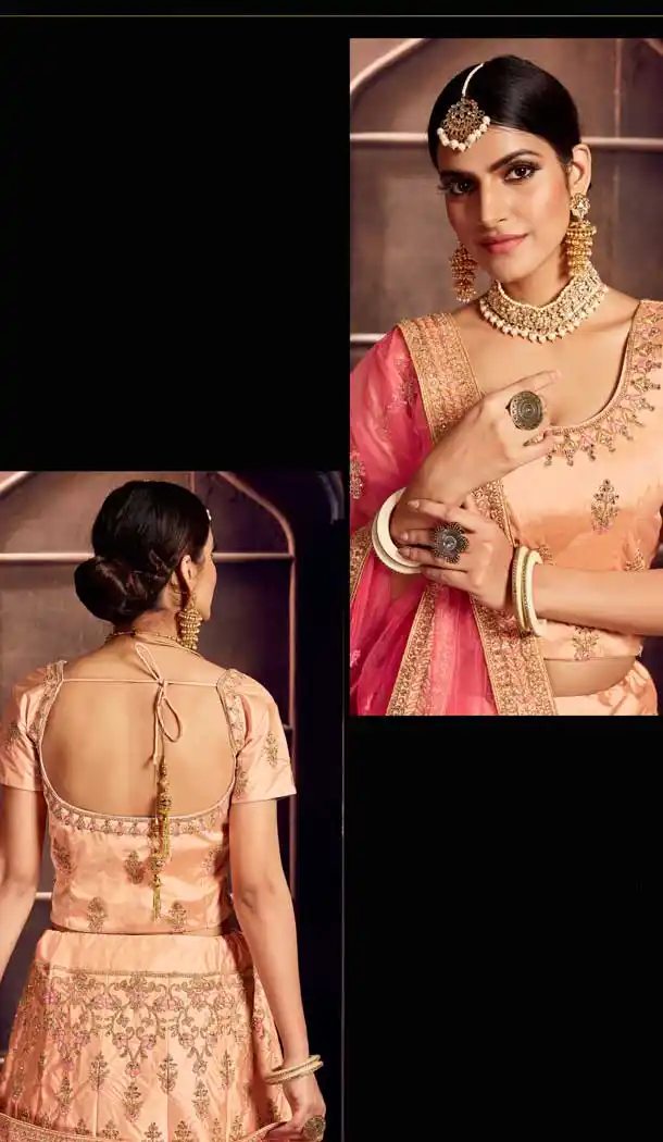 Peach Color Silk Heavy Designer Embroidery Women Lehenga Choli -677284972