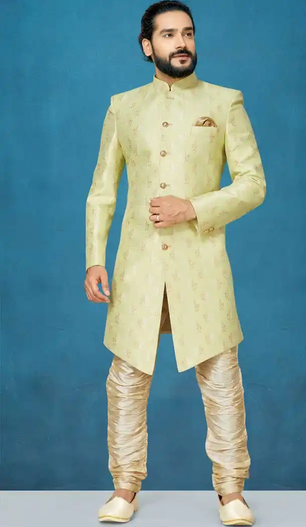 Pista Color Anmol Jacquard Readymade Indo Western Men Sherwani vol101002