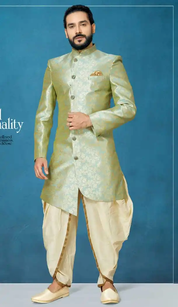 Pista Color Sunlight Silk Readymade Indo Western Men Sherwani vol101003