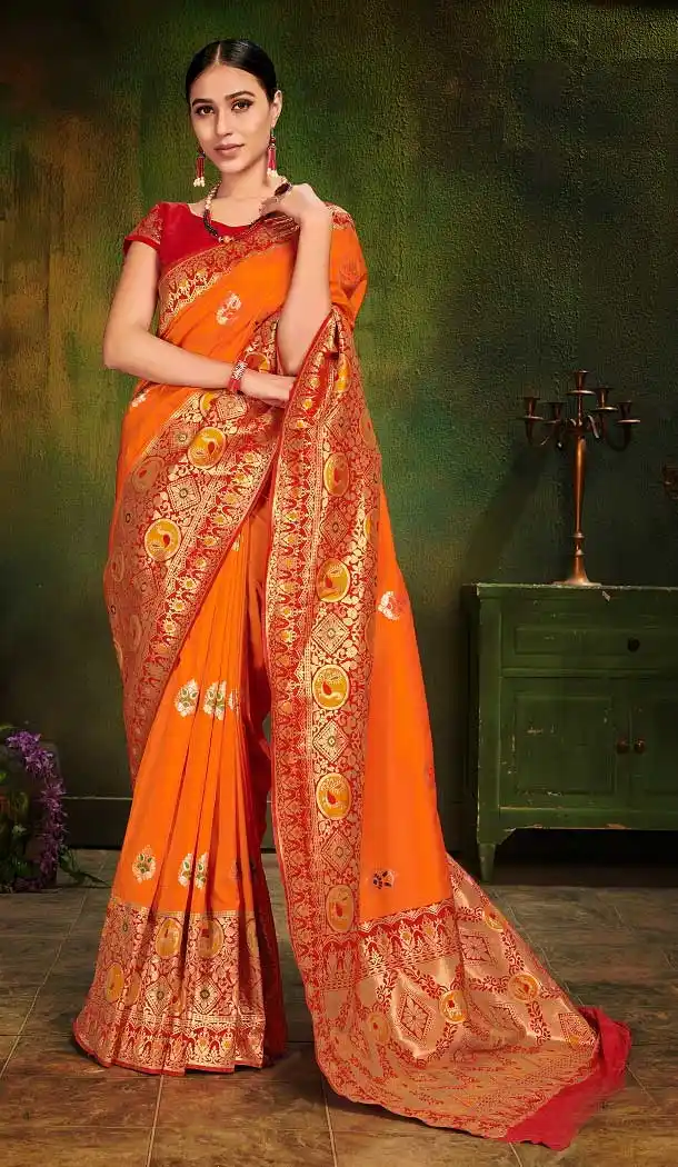 Enigmatic Patola Silk Orange Color Designer Party Wear Women Saree -674184728