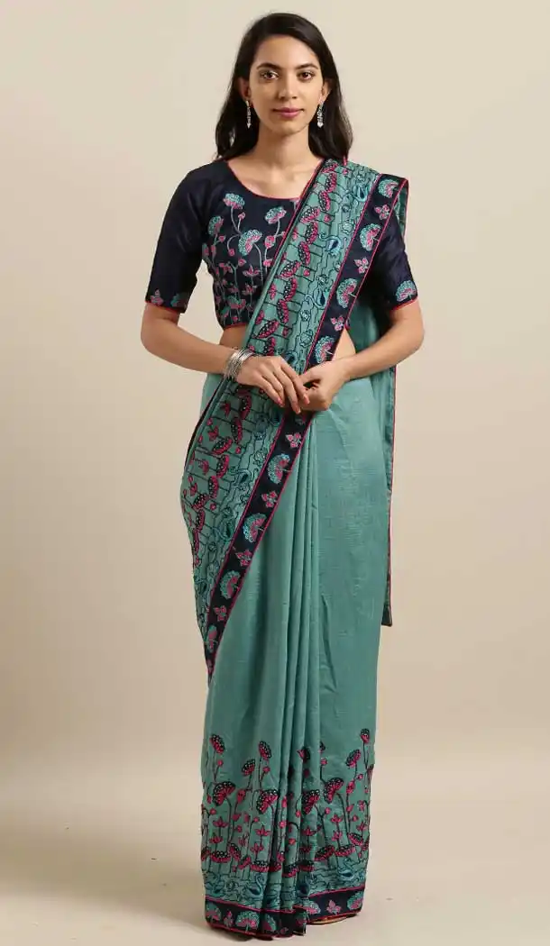 Vivacious Green Color Georgette Designer Classic Wear Saree -677484981