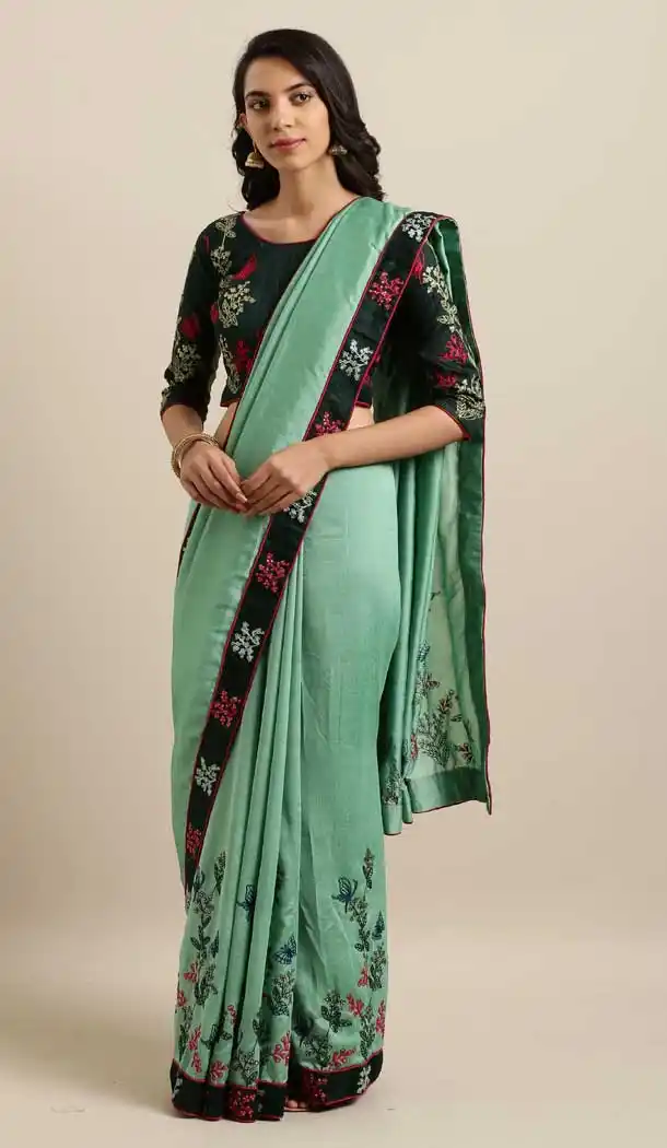 Sea Green Color Georgette Designer Classic Wear Saree -677484984