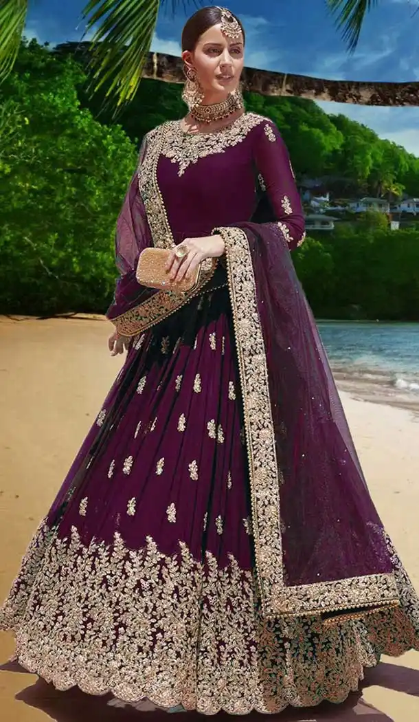 Adorable Violet Color Heavy Fox Georgette Designer Long Aanarkali Suit -674284731