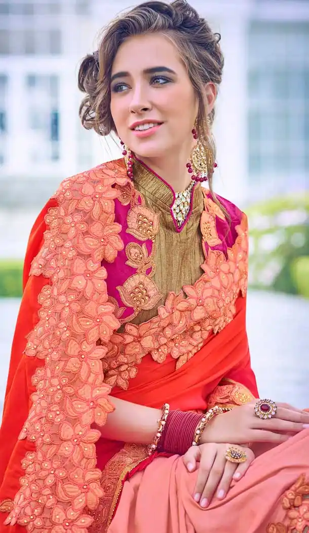 Contemporary Multi Color Fancy Heavy Embroidred Designer Bridal Saree -679085145