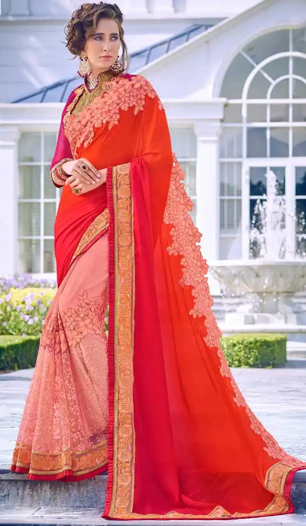 Contemporary Multi Color Fancy Heavy Embroidred Designer Bridal Saree -679085145