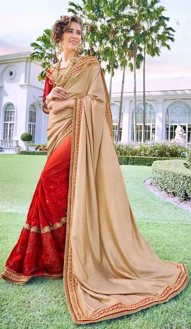 Exquisite Multi Color Fancy Heavy Embroidred Designer Bridal Saree -679085149