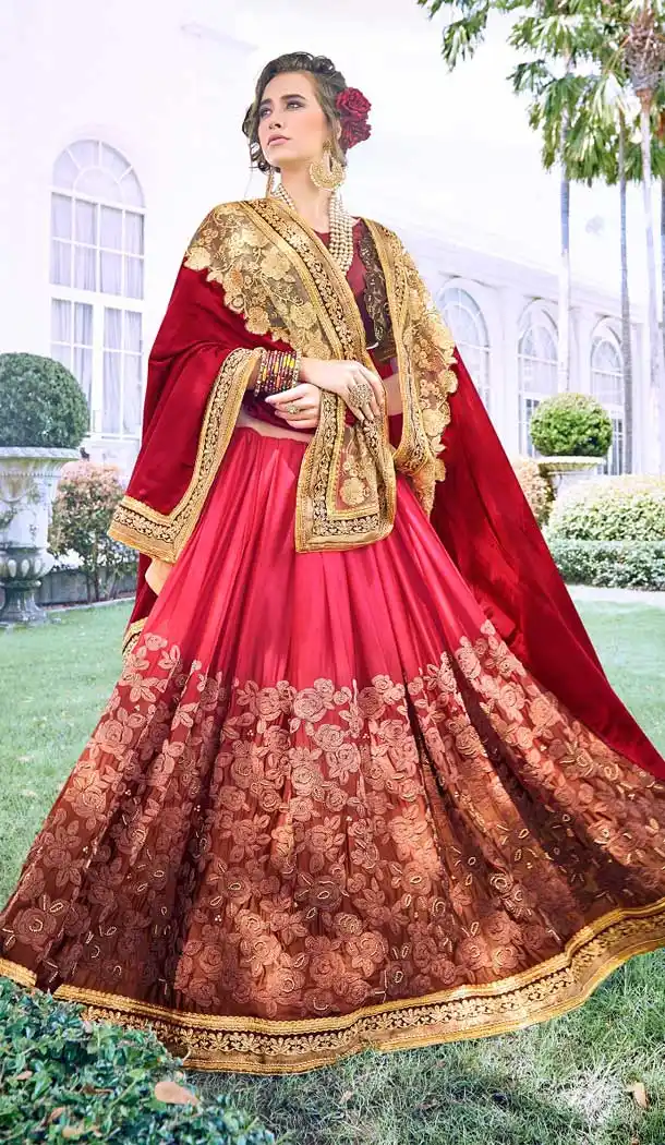 Maroon Color Fancy Heavy Embroidred Designer Bridal Saree -679085153