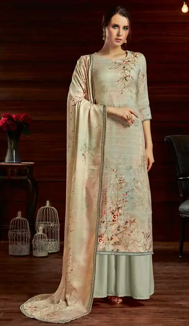 Tranquil Multi Color Pure Pashmina Winter Wear Casual Palazzo Suit -679385181