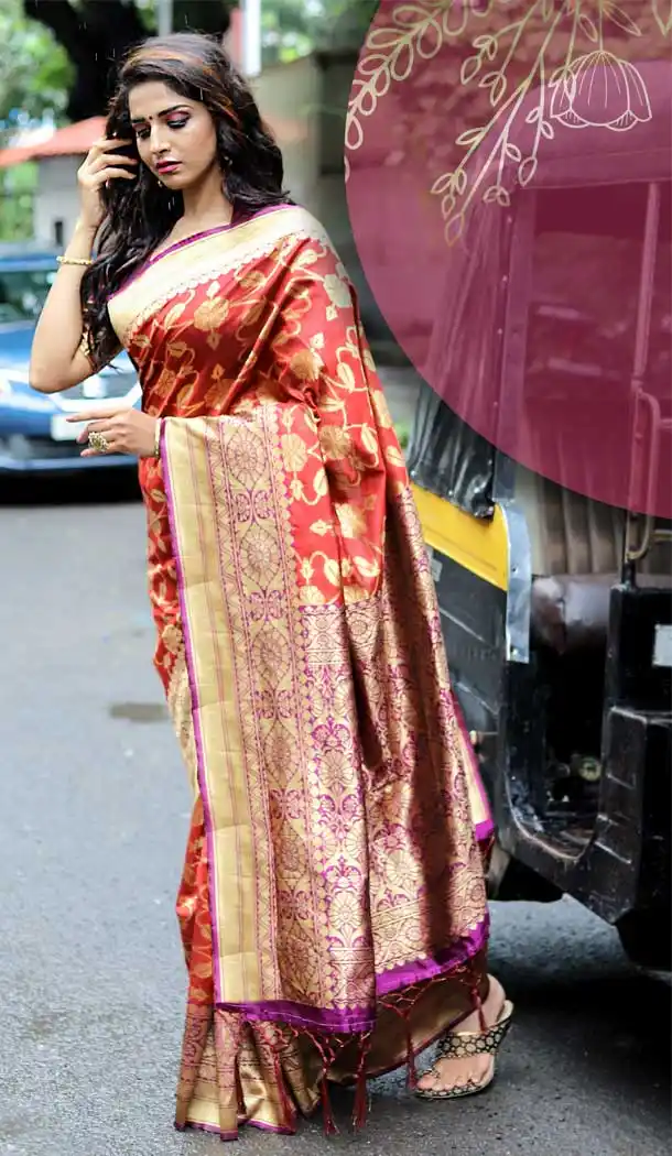 Red Color Tussar Art Silk Traditional Party Wear Saree -682185454