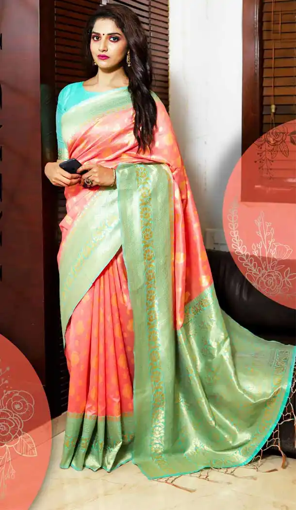 Magnificence Peach Color Tussar Art Silk Traditional Party Wear Saree -682185456