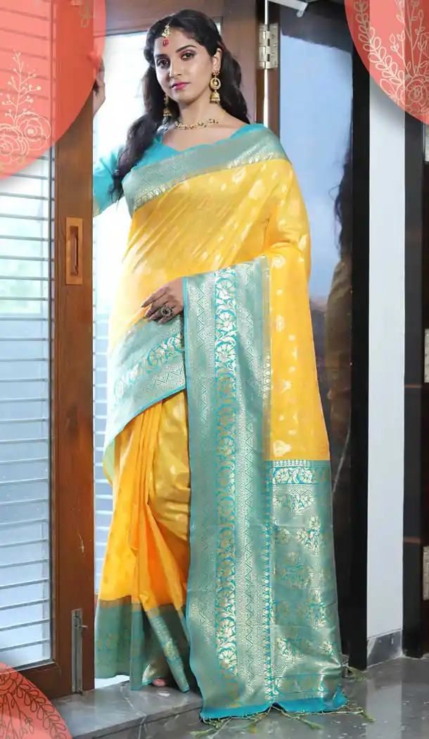 Elegance Yellow Color Tussar Art Silk Traditional Party Wear Saree -682185458