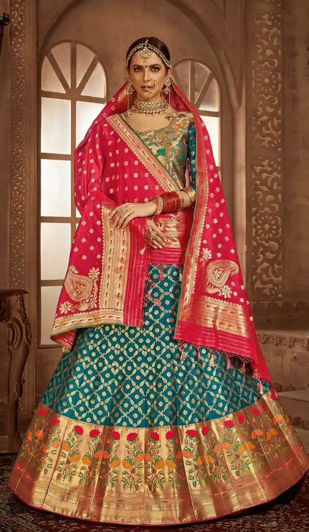 Alluring Blue Color Banarasi Silk Designer Wedding Lehenga Choli -686085793