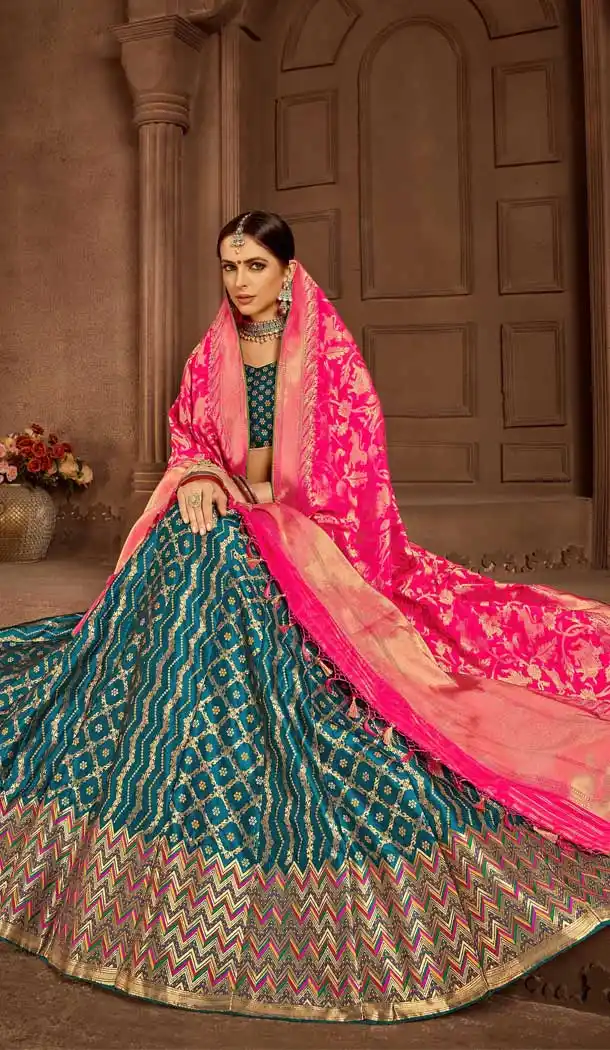 Charming Blue Color Banarasi Silk Designer Wedding Lehenga Choli -686085801