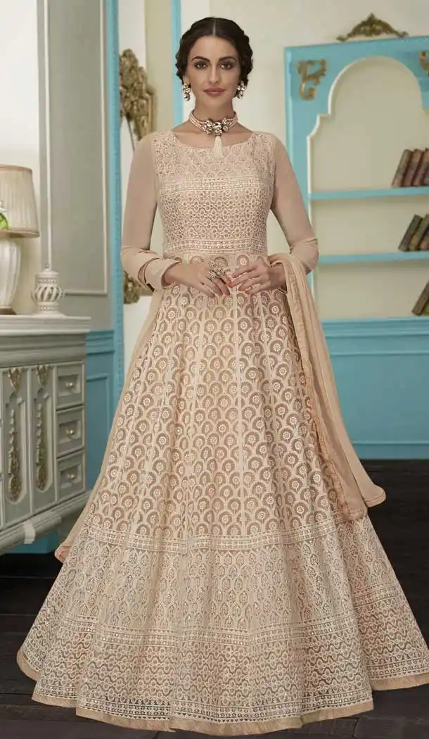 Golden Color Georgette Designer Abhaya Style Pakistani Salwar Kameez -497868006