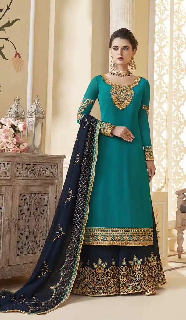 Marvelous Green Color Georgette Designer Palazzo Salwar Kameez -497968010