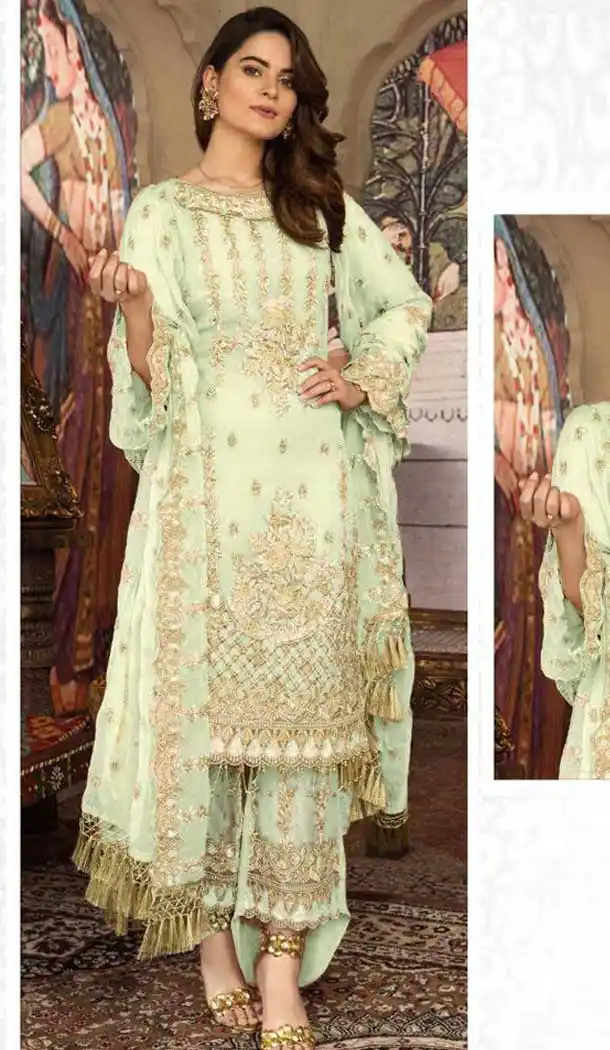 Pakistani Style Georgette Silk Embroidery Designer Salwar Kameez -498468054
