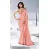 shilpa shetty satin ruffle light pink saree