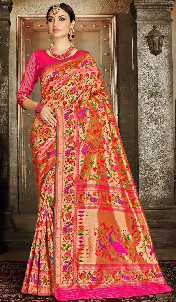 Pink Color Banarasi Silk Bridal Wedding Plus Size Saree -686285811