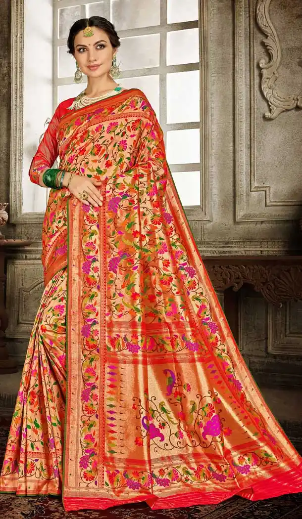 Red Color Banarasi Silk Bridal Wedding Plus Size Saree -686285812