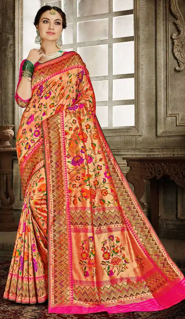 Elegance Pink Color Banarasi Silk Bridal Wedding Plus Size Saree -686285813