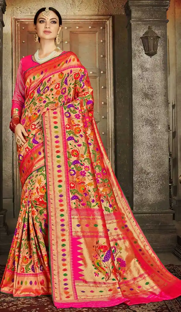 Wonderful Pink Color Banarasi Silk Bridal Wedding Plus Size Saree -686285815