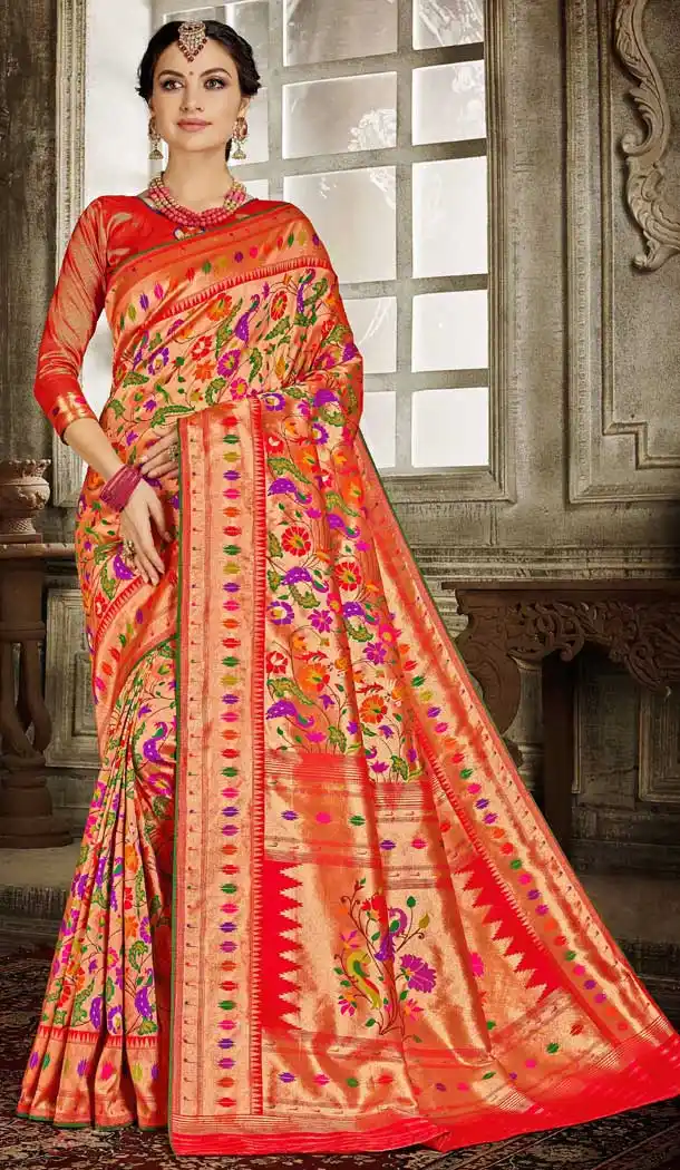 Unique Red Color Banarasi Silk Bridal Wedding Plus Size Saree -686285816