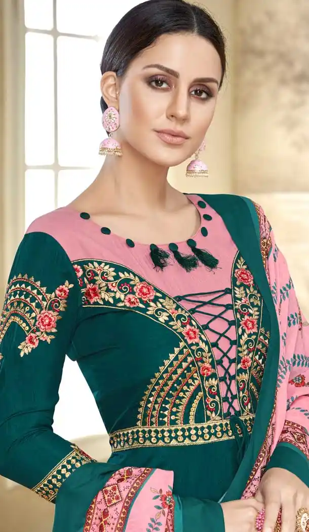 Green Color Maslin Designer Maslin Palazzo Readymade Salwar Suit -686985865