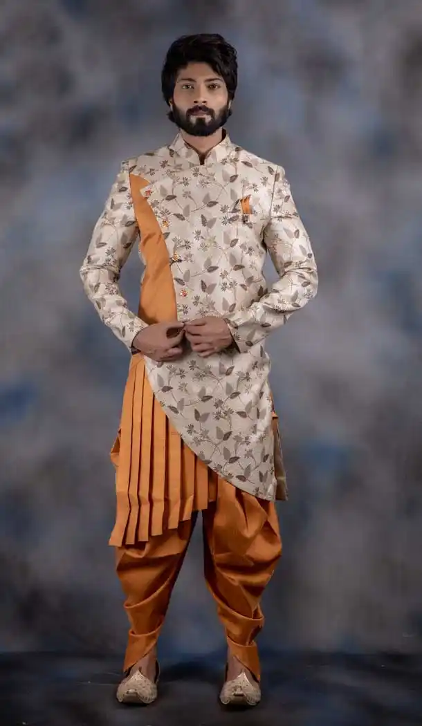 s -xxl jacquard mens designer indowestern sherwani