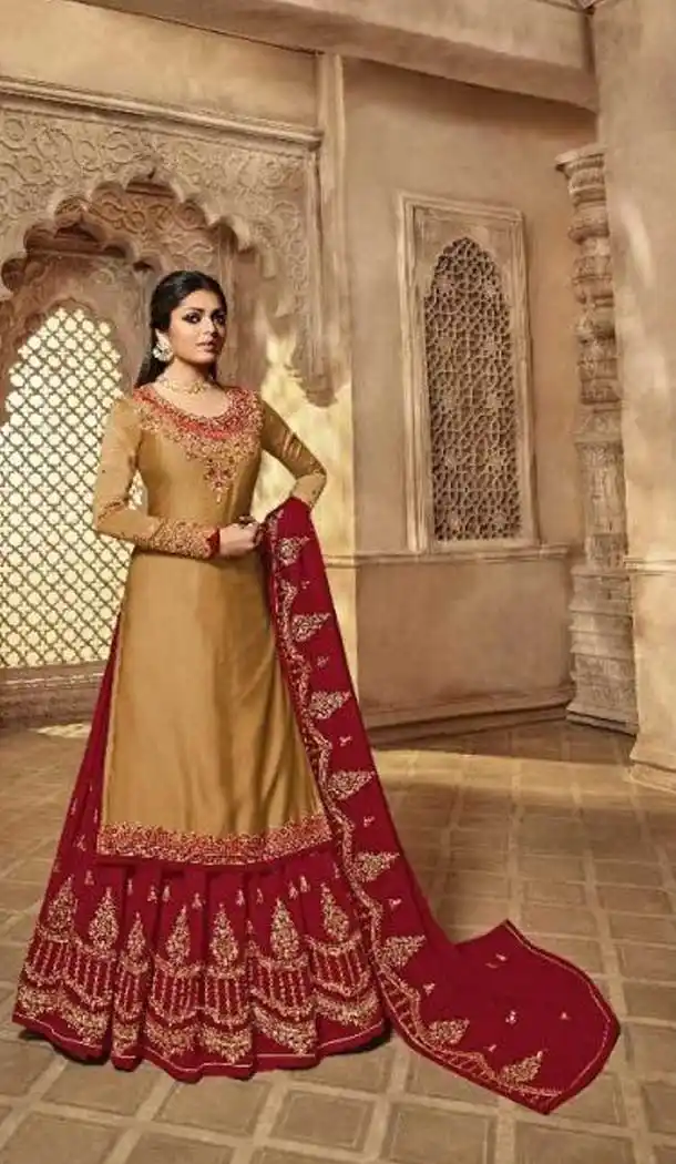 Beige Color Georgette Celebrity Drashti Dhami Lehenga Suit -690686280