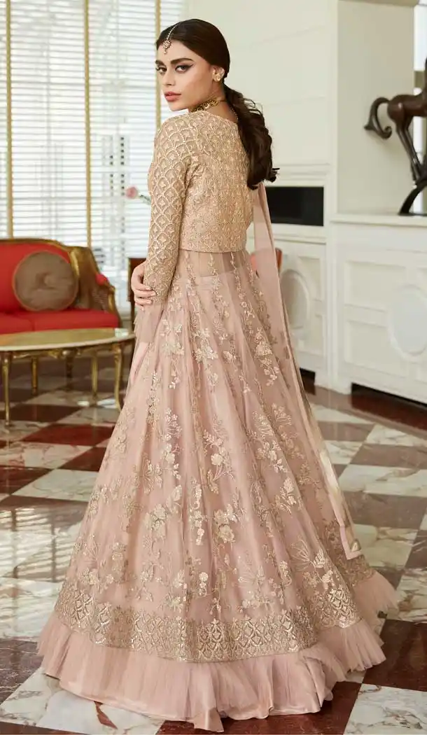 Creamy Pink Color Butterfly Net Designer Traditional Lehenga Choli -692786446