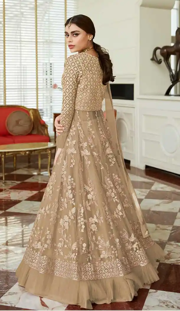 Fancy Beige Color Butterfly Net Designer Traditional Lehenga Choli -692786449