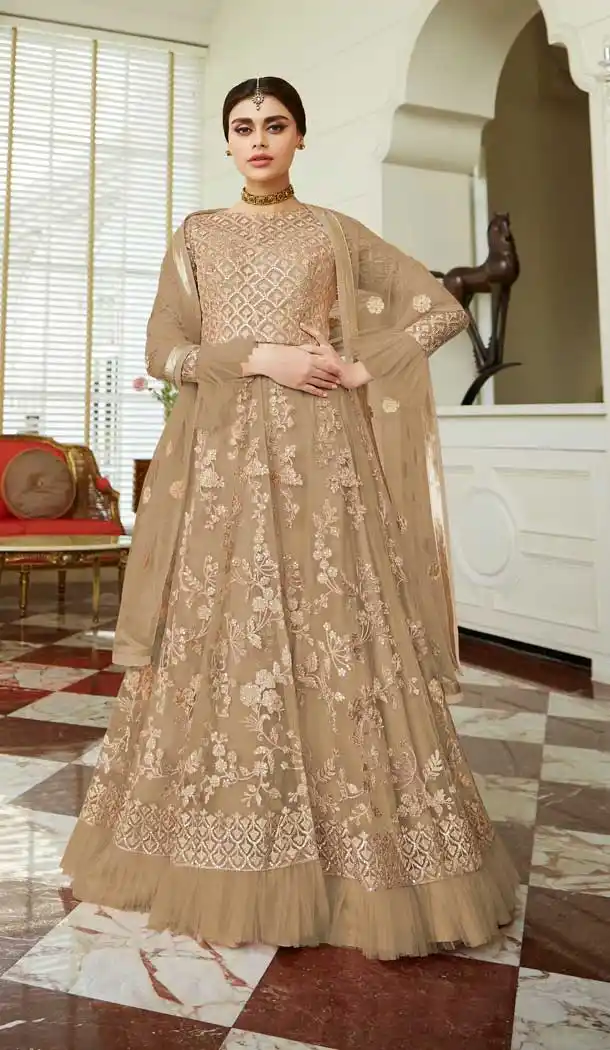 Fancy Beige Color Butterfly Net Designer Traditional Lehenga Choli -692786449