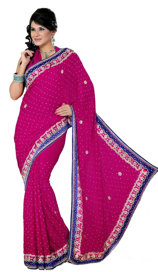 Elegant Pink Color Georgette Hand Work Bridal Designer Saree -694186523 Elegant Pink Color Georgette Hand Work Bridal Designer Saree -694186523