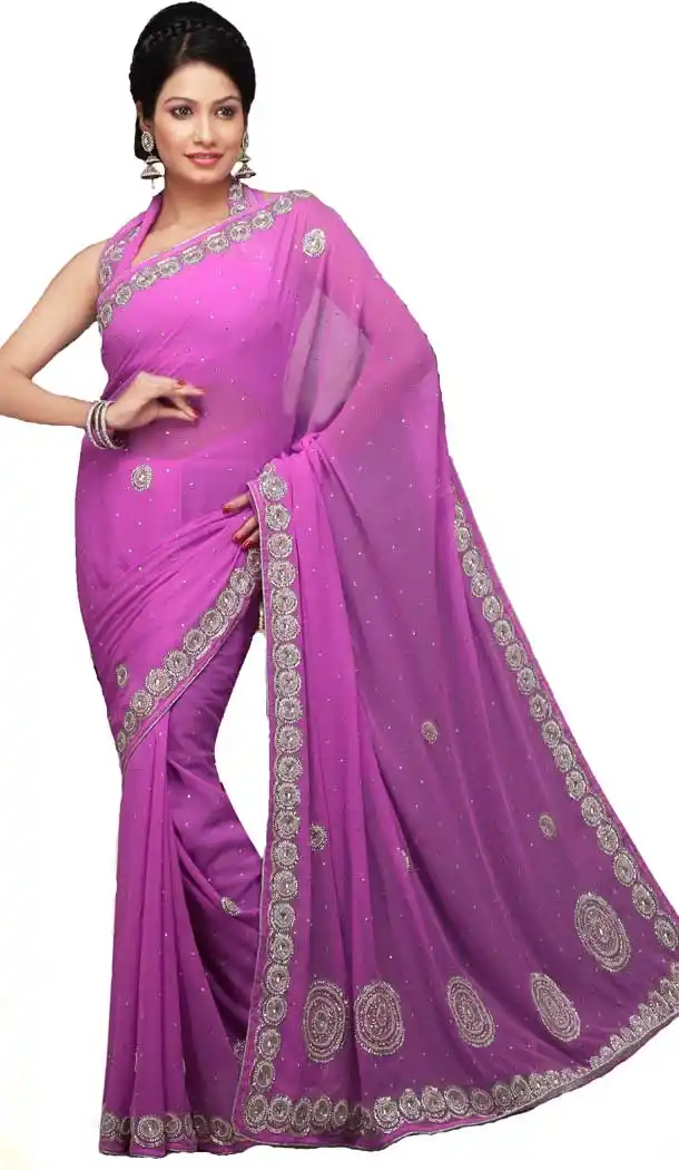 Light Pink Color Georgette Hand Work Bridal Designer Saree -694186528