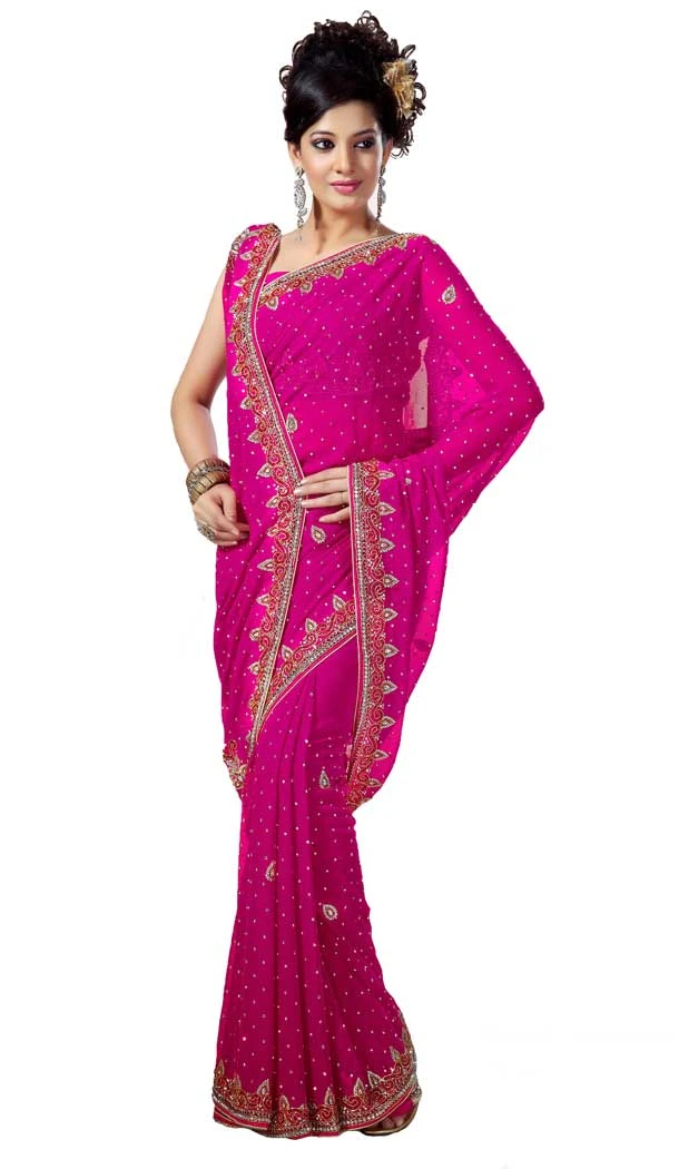 Marvelous Pink Color Georgette Hand Work Bridal Designer Saree -694186551 Marvelous Pink Color Georgette Hand Work Bridal Designer Saree -694186551