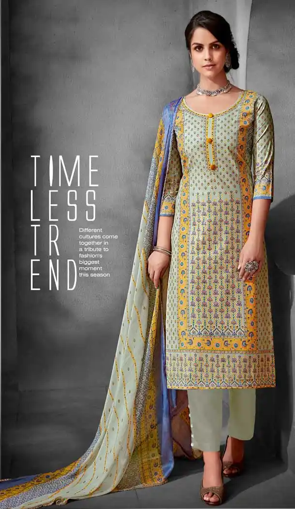 Ethnic Multi Color Pure Cambric Casual Office Wear Salwar Kameez -692586437