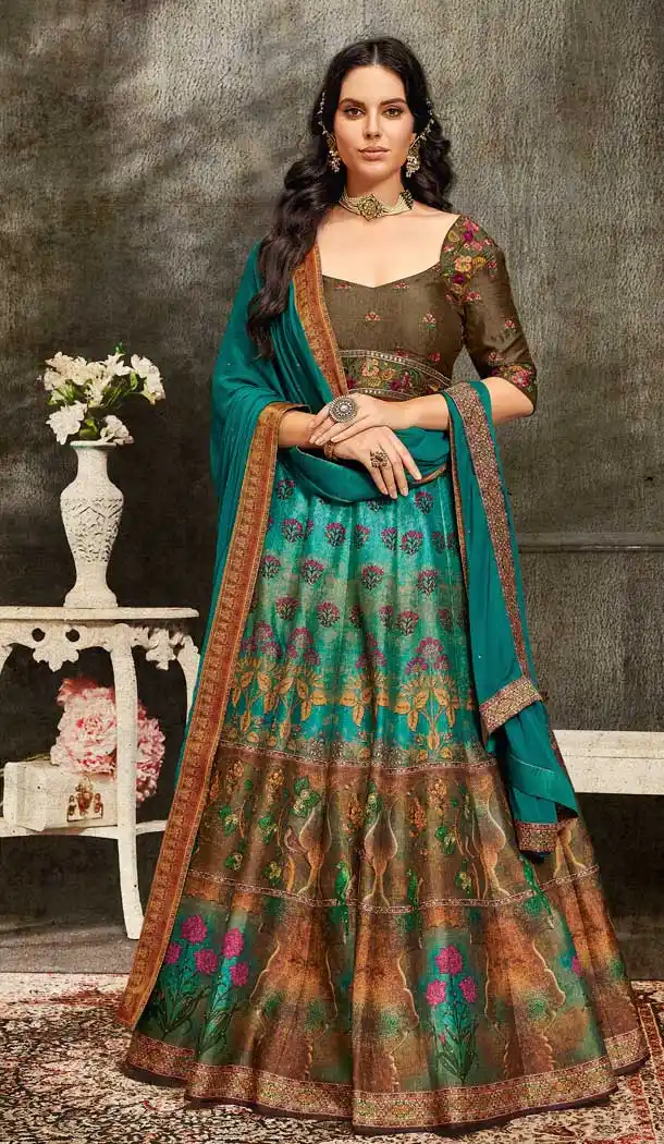 Blue Color Soft Silk Designer Mehendi Sangeet Wear Lehenga Choli -72282577