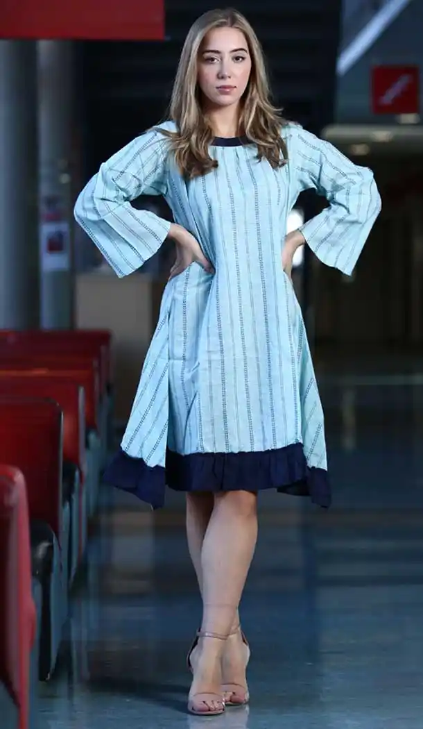 Sky Blue Color Khadi Casual Wear Indo Western Readymade Kurtis -72492745