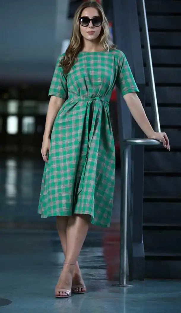 Exquisite Sea Green Color Khadi Casual Wear Indo Western Readymade Kurtis -72592820
