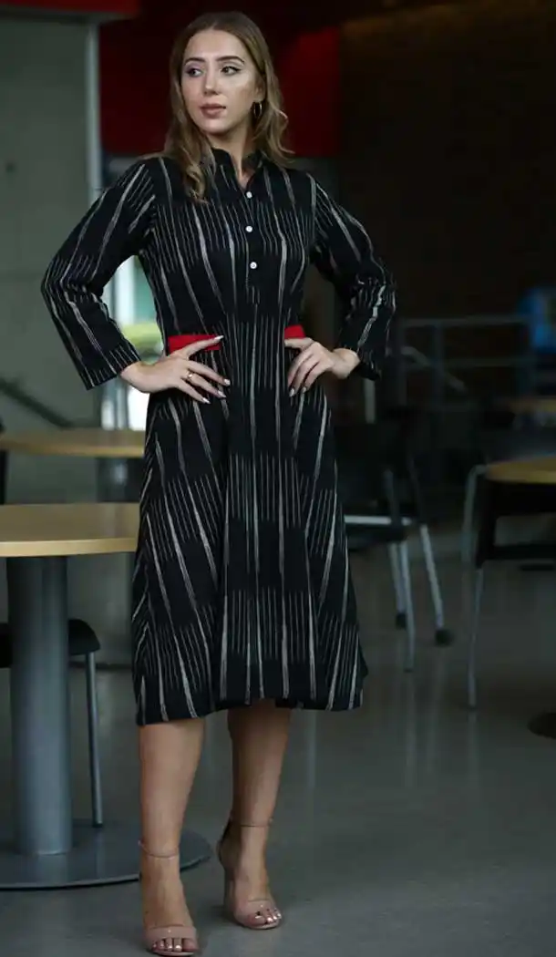 Alluring Black Color Khadi Casual Wear Indo Western Readymade Kurtis -72592826