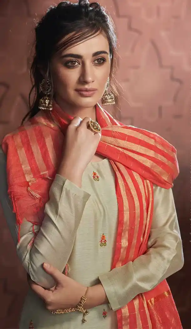 Elegant Cream Color Soft Silk Evening Party Wear Palazzo Salwar Suit -72622841