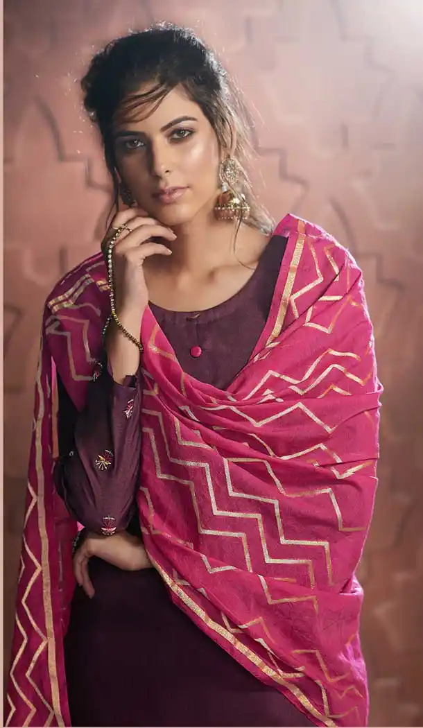 Fancy Wine Color Soft Silk Evening Party Wear Palazzo Salwar Suit -72622843