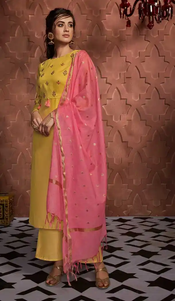 Gorgeous Yellow Color Soft Silk Evening Party Wear Palazzo Salwar Suit -72622844