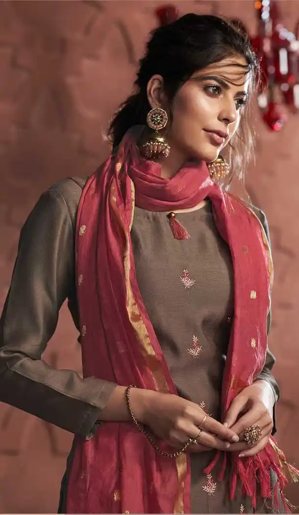 Exotic Brown Color Soft Silk Evening Party Wear Palazzo Salwar Suit -72622845