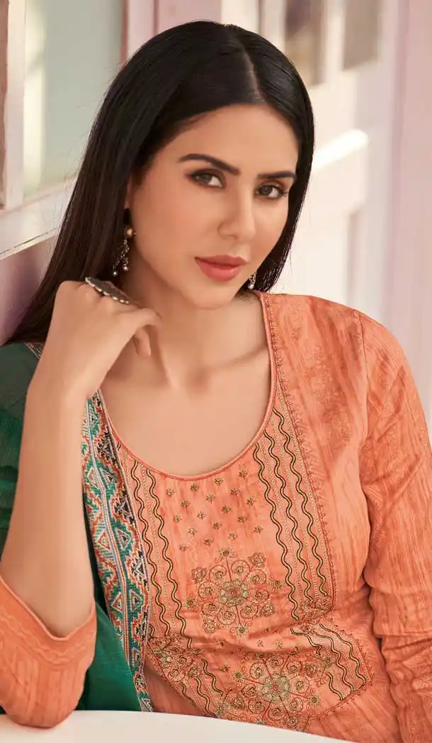 Classy Peach Color Pure Jam Cotton Casual Wear Palazzo Suit -697587083